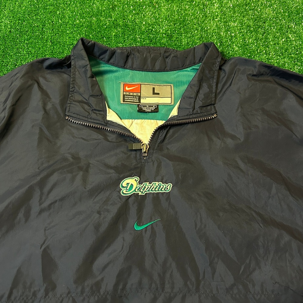 Vintage Nike Windbreaker Mens Large Teal Navy Miami Dolphins NFL Quarter Zip - Picture 8 of 12